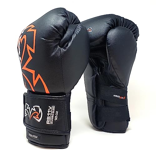 RIVAL Boxing RS11V Evolution Sparring Gloves, Extra-Thick 2” Padding, V-Strap Wrist Lock 2 System, Large Hand Compartment, and 15 Degree Angle Cuff - color: Black, size: 16 oz.