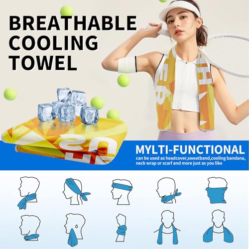 Cooling Sports Towel 39"X11.8" Cold Feeling Towel for Gym Fitness Running Yoga Pilates Soft Quick Dry Breathable Lightweight Camping Towel Summer Hiking Climbing Workout Essentials(Yellow) - color: Yellow
