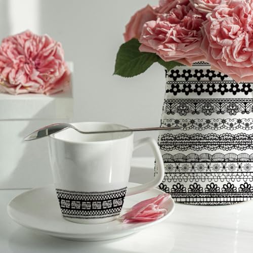 SUPERDANT 4PCS Lace Underglaze Paper Transfer 7 Style Lace Transfer Paper for Clay Ceramic Porcelain Under Glaze Transfers for Pottery Enamel Decals Black Underglaze Decal Papers Handcrafted Gifts - style: Lace