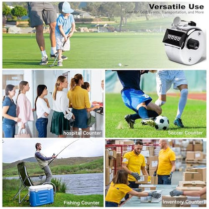 Anyongora Clicker Counter, Metal Hand Tally Counter with 4 Digit Display | Silver pitch counter clicker for golf stroke, baseball, coaching, knitting, lap, row sport