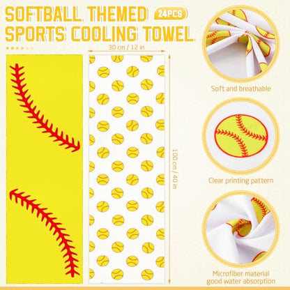 FuWeave 24 Pcs Softball Cooling Towels Gifts 40 X 12 Inch - color: Softball, size: 40 x 12 inches
