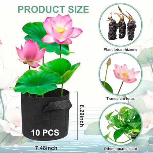 10Pack Lily Plant Pots for Pond, Aquatic Plant Pot, Durabl Breathe Reusable Fabric Pots for Aquatic Plants, Potato, Carrot, Onion, Flower