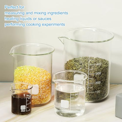 PATIKIL 800ml Glass Beaker, 2 Pack Measuring Glass Beaker Graduated Borosilicate Lab Cups Mug Low Form Heat Safe Transparent with Spout Label for Laboratory Science Kitchen Liquids