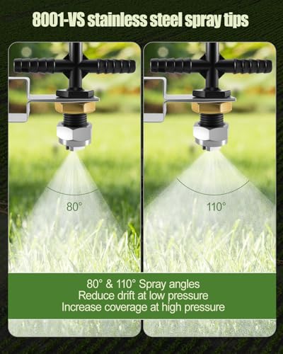 Spray Boom Repair Kit, Sprayer Parts Including 8001-VS Spray Tips, 3/8" Nozzle Body(Cross & Elbow), 50 Mesh Tip Screens and Boom, Nozzle Caps & Retaining Nuts, 1" Square Boom Clamps