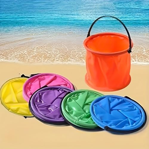 2-Pack Mini Collapsible PVC Water Buckets (Random Colors), Portable Square Folding Pail with Handle, Space-Saving Multipurpose Small Tub for Art Painting, Cleaning, Camping, Beach & Parties