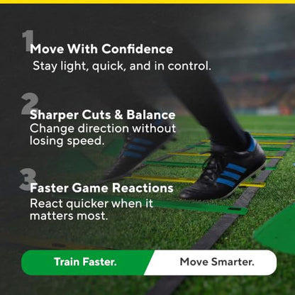 Agility Ladder Set, 12-Rung Speed Ladder + Training Cones, Soccer Training Equipment, Footwork Drills Kit, Speed & Agility Equipment, Football Practice Equipment, Basketball Gear - color: Yellow and Green