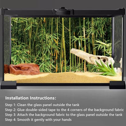 YongFoto Reptile Tank Terrarium Background 48x24 inch Bamboo Forest Green Bamboo Nature Scenery Reptile Habitat Background Bearded Dragon Fish Tank Aquarium Polyester Backdrop