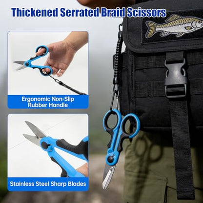 Fishing Gear, 9 PCS Fishing Tool Kit, Fishing Accessories with Fillet Knife, Fishing Pliers, Hook Remover, Scissors, Fish Lip Gripper, Retractor, Sharpener, Gloves, Fishing Gifts for Men