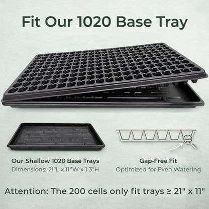 Gardzen 10 Pack 200 Cell Seed Starter Trays, 1.5" Deep Plug Tray for Seedlings, Durable Seedling Trays with Drainage Holes, Fit Standard 1020 Drip Tray for Indoor&Outdoor Use