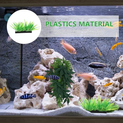 POPETPOP 3Pcs Aquarium Fake Plants Realistic Plastic Fish Tank Decoration Artificial Aquatic Grass for Fresh and Saltwater 4.72X3.93X1.65 Inches