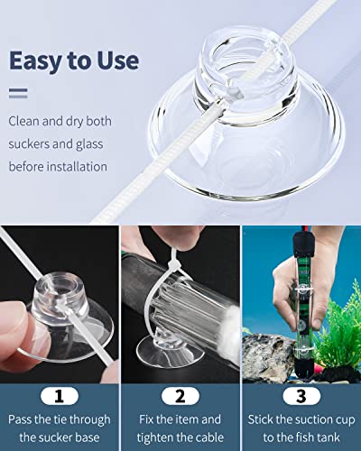 Pawfly 10 Pack Suction Cups with 20 Pieces Adjustable Zip Ties for Aquarium Fish Tank Binding Moss Shrimp Dodging Nest - size: 10 Pack