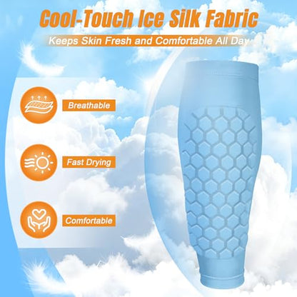 XZQTIVE Soccer Shin Guards Shin Defender for Kids Youth Adult, Ski Shin Guard Calf Compression Sleeve with Honeycomb Shin Pads - color: baby blue, size: X-Large