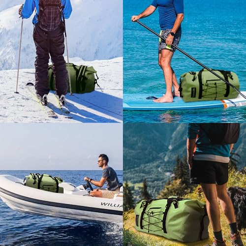 80L Dry Bag Large Waterproof Bag Roll-Top Heavy Duty Fishing Duffel Bag with Durable Straps & Handles for Kayaking Paddle boarding Boating Rafting Fishing - color: Green