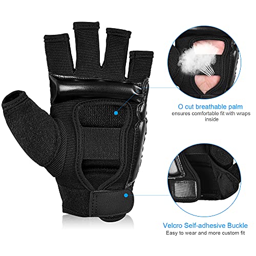 Xinluying MMA Gloves, 8mm EVA Padding, Adjustable Wrist Strap, Women & Kids - color: Black, size: XX-Large