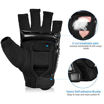 Xinluying MMA Gloves, 8mm EVA Padding, Adjustable Wrist Strap, Women & Kids - color: Black, size: XX-Large