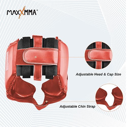 MaxxMMA Headgear L/XL Boxing MMA Training Kickboxing Sparring Karate Taekwondo - color: Red