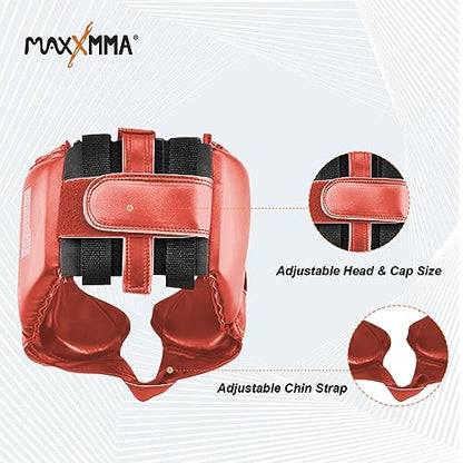 MaxxMMA Headgear L/XL Boxing MMA Training Kickboxing Sparring Karate Taekwondo - color: Red