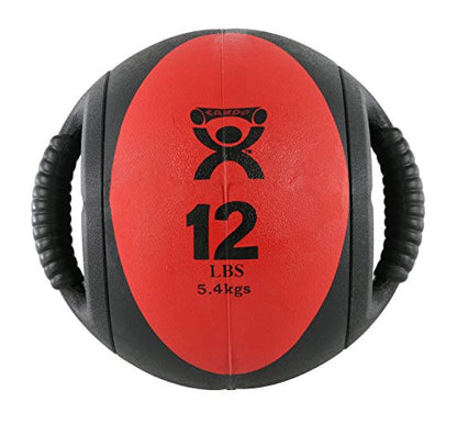 CanDo Dual-Handle Medicine Ball - 9" Diameter - Red - 12 lb
