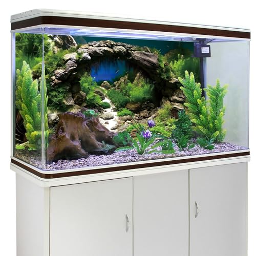 AWERT 36x24 inches Arch Stone Aquarium Background River Bed & Lake Aquarium Vinyl Background Aquatic Plant Fish Tank Background