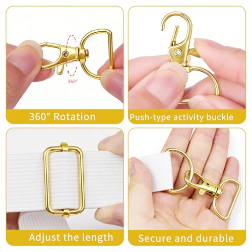 Hysagtek 60 Pcs Purse Hardware for Bag Making - Swivel Snap Hooks, D Ring, Slide Buckle, Bag Hardware Supplies for Handbag Fasteners, Strap, Backpack DIY Craft Accessories, 1 Inch, Gold - color: Gold
