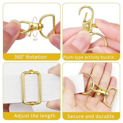 Hysagtek 60 Pcs Purse Hardware for Bag Making - Swivel Snap Hooks, D Ring, Slide Buckle, Bag Hardware Supplies for Handbag Fasteners, Strap, Backpack DIY Craft Accessories, 1 Inch, Gold - color: Gold