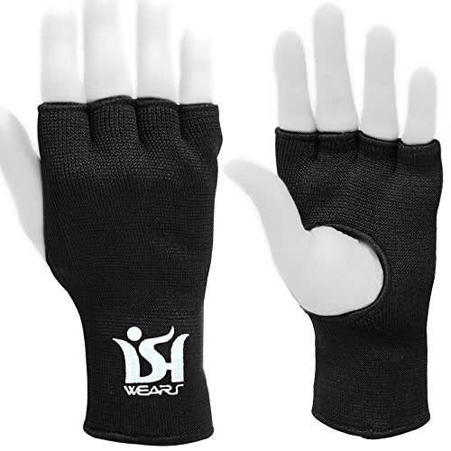 ISH MMA Boxing Martial Arts Inner Gloves Training Maui Thai fist Hand Wraps Pair - color: Black, size: Senior