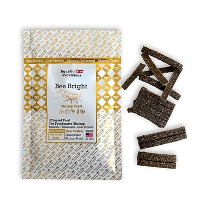 Aquatic Provisions Bee Bright Shrimp Feed, Mineral Shrimp Food for Neocaridina and Caridina with Bee Pollen and Oyster Shells, 0.35 oz (10g)