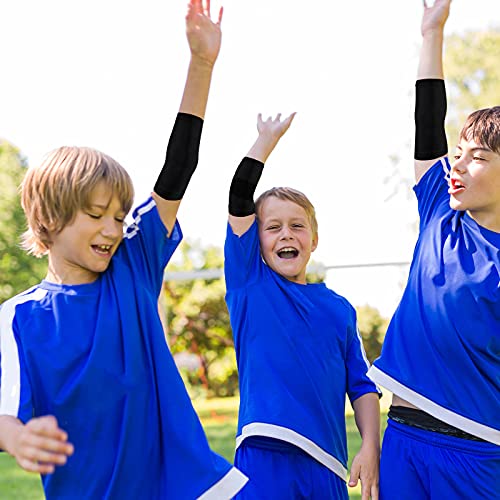 Kasyat 2 Pairs Kids Elbow Compression Sleeves Brace for Gym, Medium, Sports | Knit Breathable, Joint Support in Weight Lifting Basketball, Boys Girls Teen Athletic Arm Sleeve, Reduces Strain - size: Medium