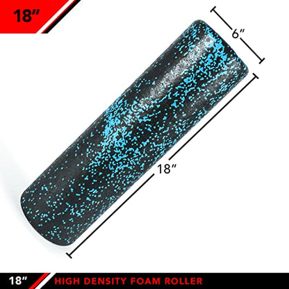 JFIT High Density Foam Roller – EPP Deep Tissue Massage Roller for Muscle Recovery, Myofascial Release & Stretching - color: Speckled Blue, size: 18-Inch