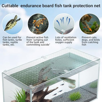 2 Pcs Aquarium Acrylic Fish Tank Lid Covers for 20/29/37 Gallon, 29 X12 in Glass Cuttable Canopy Top Net, Anti-Jump Net with Clips (Each 29 x 12 x 0.1in) - size: 29 x 12 Inch
