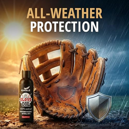 Eagle Baseball Glove Oil Conditioner with Applicator Cloth - 250mL (8.45oz) Glove Oil for Break-in & Glove Treatment - Leather Softener & Conditioner for Baseball, Softball Mitts