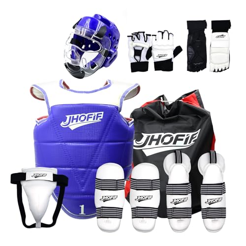 Sparring Gear 13PCS Set for Adult & Youth - Taekwondo Sparring Gear with Boxing Gloves, Headgear, Chest Guard, Boxing Equipment for Karate, Kickboxing, MMA Training & Competition - color: Blue, size: 2#
