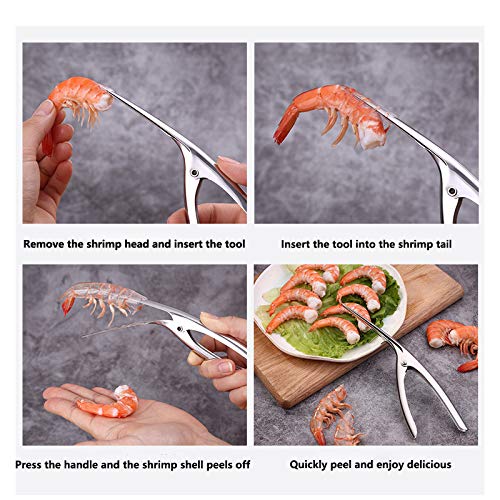 Shrimp Deveiner Tool with Ergonomic Handle - 2-in-1 Prawn Cleaner & Seafood Peeler Knife for Kitchen, Restaurants, BBQ - Dishwasher Safe Shellfish Cleaning Tool