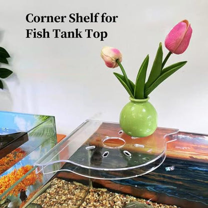 Aquarium Corner Storage Shelf - Waterproof Space Saving | Plant Holder for Aquarium Top | for Balcony Meeting Room Living Room Bedroom Pet Lovers Urban Dwellers