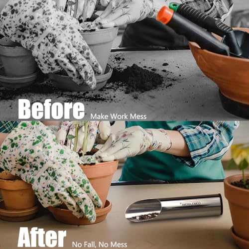 Small Stainless Bonsai Soil Scoop - Garden Handle Scooper for Transplanting, Potting, Digging & Plant Care, Gardening Trowel Tool for Long-Term, Plant Lover Gifts for Women Gardener/ 1 Pcs