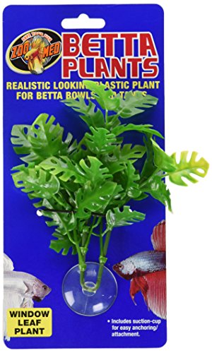 Zoo Med Betta Plant, Realistic Looking Window Leaf Plant for Fish Tanks Black 0.3 oz - size: 0.3 oz