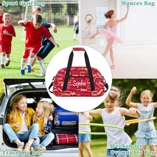 Custom Named Dance Ballet Bag Girls, Weekend Sports Travel Bag, Red - color: Color 13