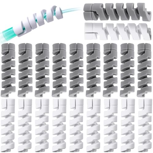 20 Packs Oxygen Tube Support Crimp Straightener, Retractable Oxygen Tubing Support for Portable Oxygen Concentrator, Oxygen Tubing Reels Supplies for Nasal Cannula - White, Grey - color: White, Grey, 20pcs