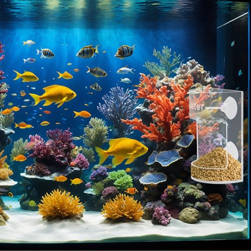 Round Fish Tank Feed Tray with Scale and Suction Cup, Feeding Tube Supplies, Tank Divider Supplies, Breeder Box for Aquarium, Round Aquariums & Fish Bowls Accessories