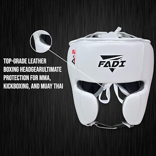 Authentic Series A2 Boxing Headgear - Premium Leather Head Guard for Kids and Adults in MMA, Kickboxing, Muay Thai, Karate, Martial Arts, and Taekwondo - color: White, size: Small-Medium