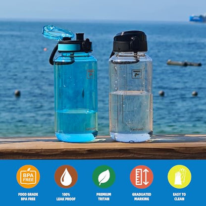 Fanhaw 32oz Clear Plastic Water Bottle with Anti-dust Lid, Cherry Blossom - color: Cherry Blossom