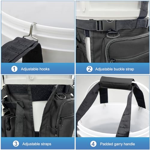 Fishing Bucket Organizer with Bucket Cover Fishing Tackle Bag with Rod & Plier Holder, Multi-Pockets for 5 Gallon Bucket Fishing Gear & Accessories Father Gifts