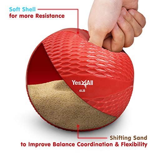 Yes4All Weighted Toning Balls for Exercise, Soft Medicine Balls for Exercise, Pilates, Yoga, Balance, Flexibility, 2-10lbs - color: J. 6lb - Red, style: B. Diamond Grip - Knurl