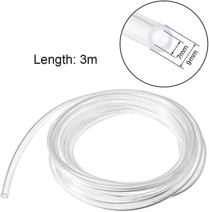 Yesallwas 9.8Feet - 7mm ID x 9mm OD Clear Vinyl Tubing, Translucent Industrial Grade Plastic PVC Tubing Hose Pipe for Water Air Pump