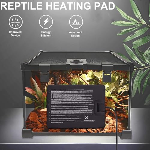 Reptile Heating Pad - Hermit Crab Heater Heat Mat for Reptiles Snake Lizard Terrarium 16 Watt - size: 8" X 12"(16W)