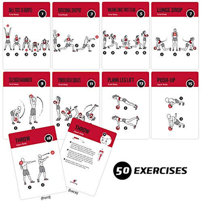 Medicine Ball Exercise Cards for Home Workouts, Workout Cards Deck for Women & Men, Beginner Fitness Guide to Training Exercises at Home or Gym - style: Medicine Ball