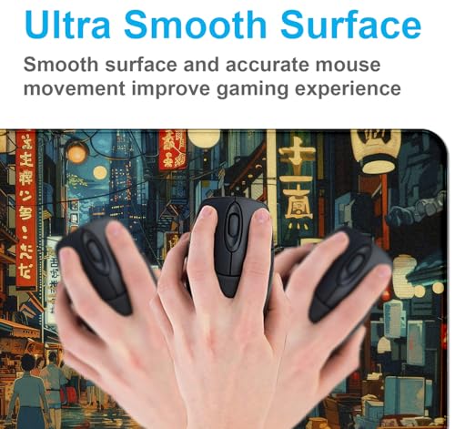 Cute Japanese Street Keyboard Desk Mat, Tokyo Night View Computer Mouse Mat | The Surface Of The Mouse Pad Is Designed With Fiber Woven Material, And The Base Is Made Of Natural Anti Slip Rubber. - color: Tokyo Street