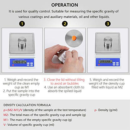 CGOLDENWALL Density Specific Gravity Cups 50cc/ml 100cc/ml Stainless steel