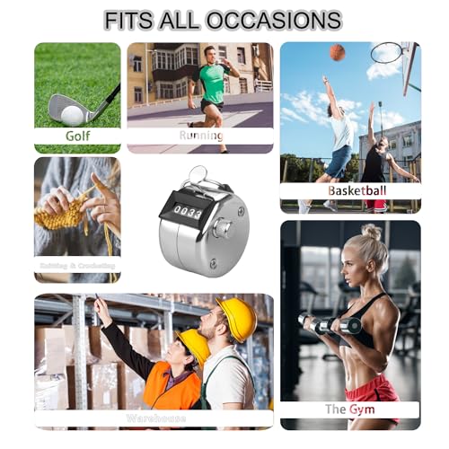Metal Tally Counter Clicker Counter Handheld Pitch Counter, Manual Mechanical 4-Digit Number Click Counter, One Hand Counter Clicker Digital Counting for Coaching Knitting People Lap Fishing Golf&Row - color: 2PC