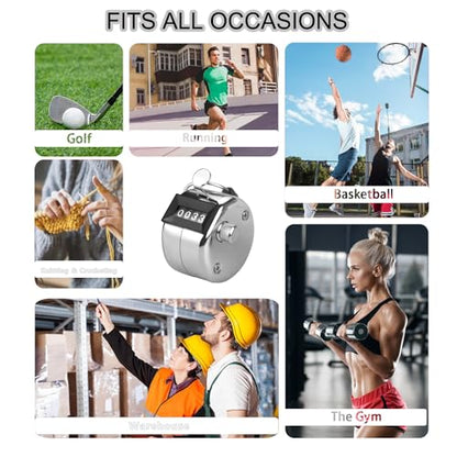 Metal Tally Counter Clicker Counter Handheld Pitch Counter, Manual Mechanical 4-Digit Number Click Counter, One Hand Counter Clicker Digital Counting for Coaching Knitting People Lap Fishing Golf&Row - color: 2PC
